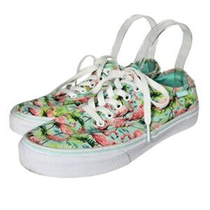 Vans Ulta Cush Flamingo Sneakers Women's Size 8.5 Green Pink Tropical Shoes